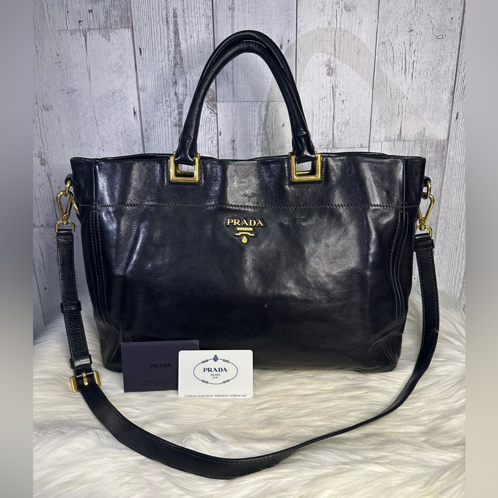 PRADA calf leather bag in nero